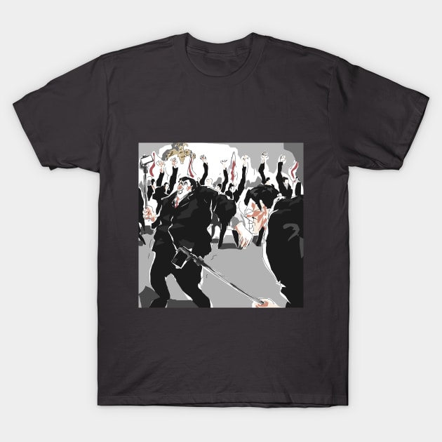 Two People Fighting With Selfie Stick T-Shirt by The Rodions